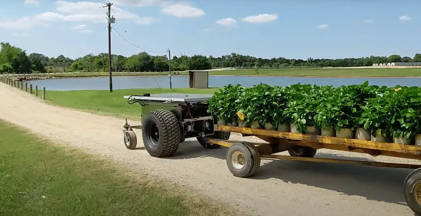 Land Care Robot Towing Plants in Nursery