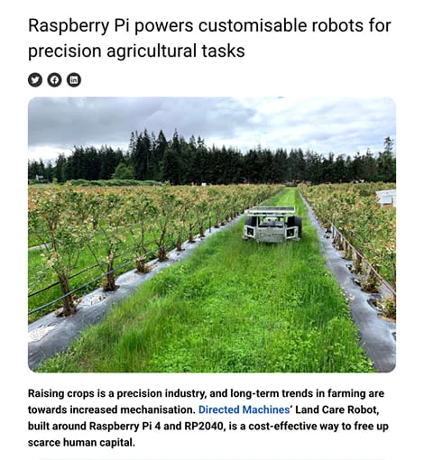 Raspberry Pi - Powers customisable robots for precision agricultural tasks webp